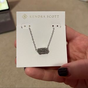 NWT Kendra Scott Silver Drusy Necklace
